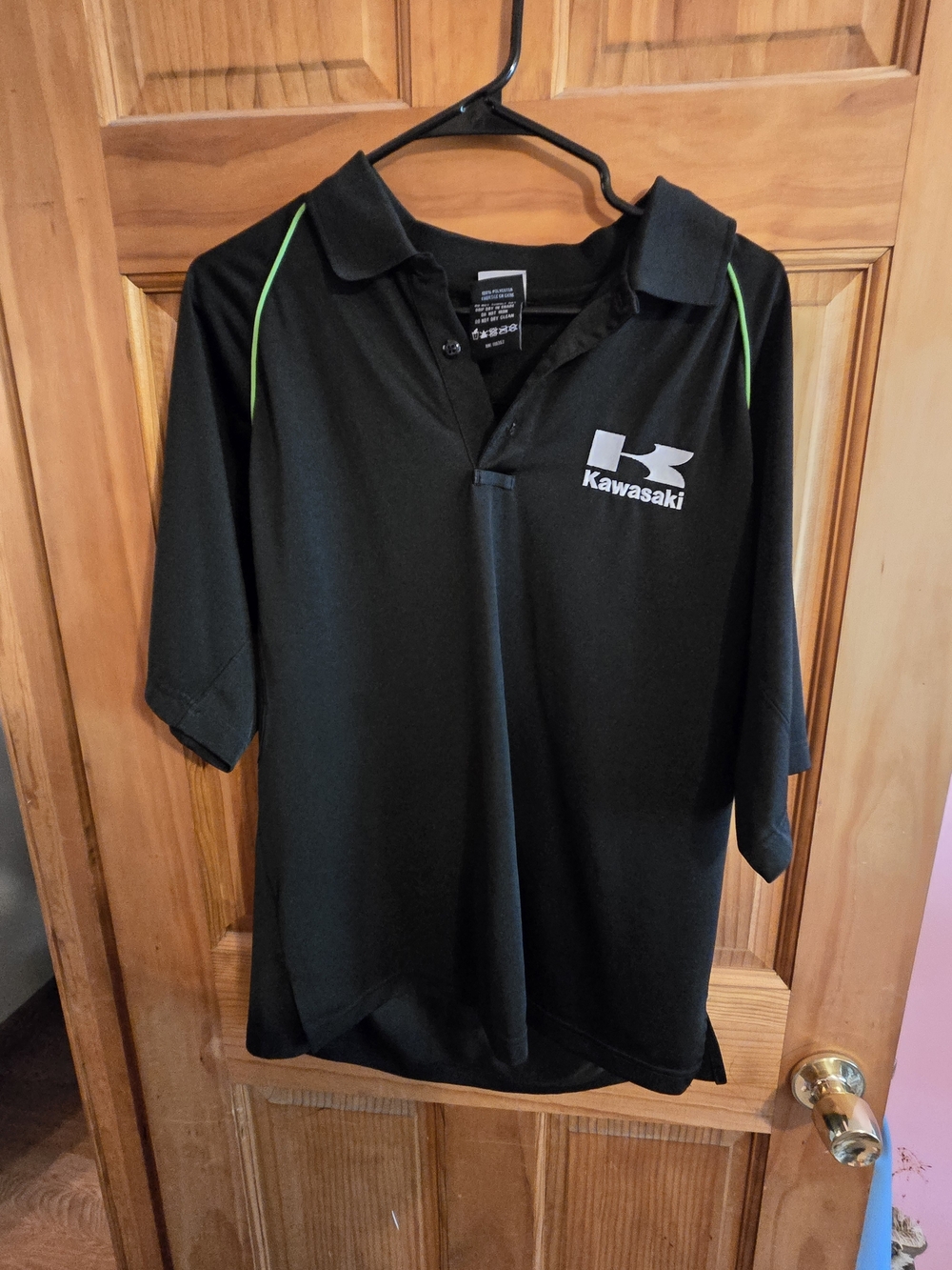 Kawasaki Men’s Black Polo Shirt with Green Trim